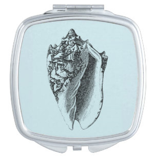 Aqua Conch Shell Compact Mirror