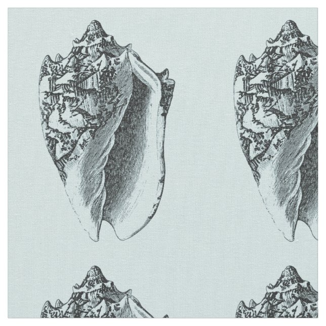 Aqua Conch Shell Fabric (Close Up)