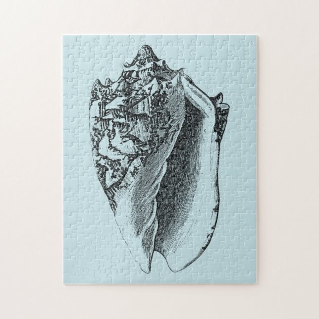 Aqua Conch Shell Jigsaw Puzzle (Vertical)