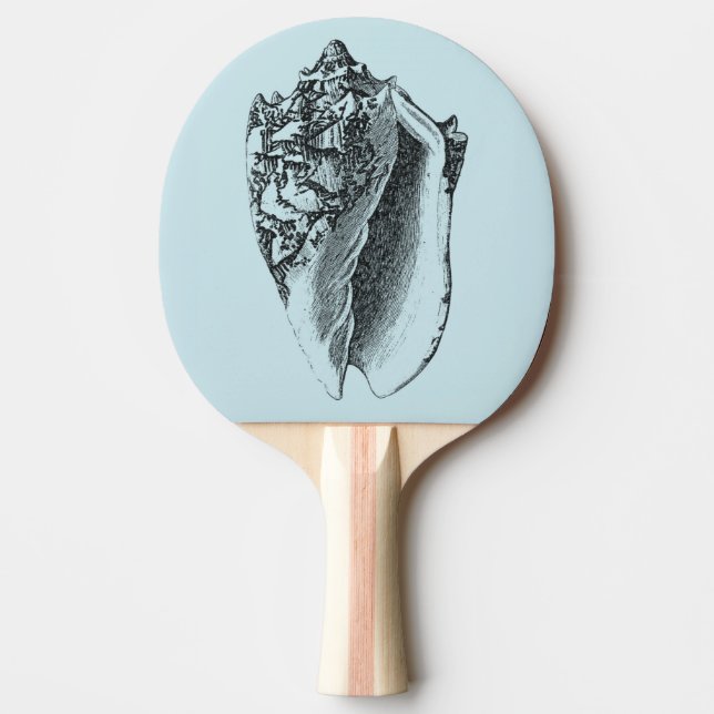 Aqua Conch Shell Ping-Pong Paddle (Front)