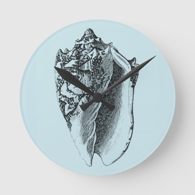 Aqua Conch Shell Round Clock (Front)