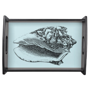 Aqua Conch Shell Serving Tray