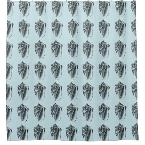 Aqua Conch Shell Shower Curtain