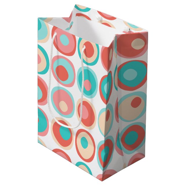 Aqua Coral Circles Medium Gift Bag (Front Angled)