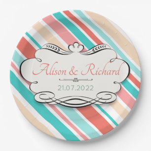 Aqua & Coral Paper Plates
