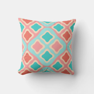 Aqua Coral Pattern Throw Pillow