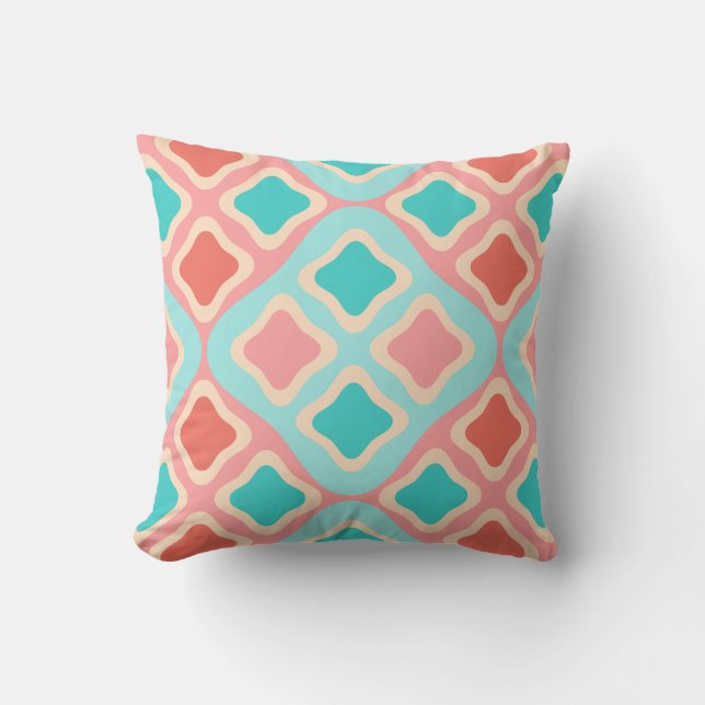 Aqua Coral Pattern Throw Pillow (Front)