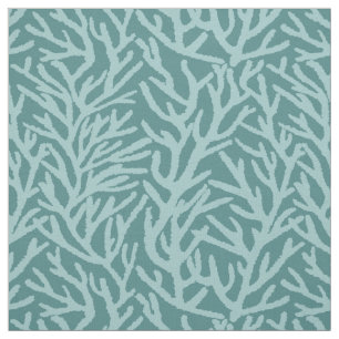 Aqua Coral Teal Ocean Coastal Fabric