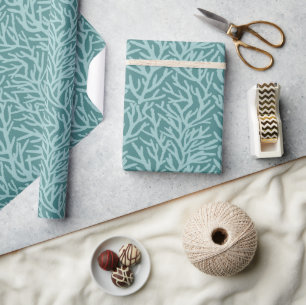 Aqua Coral Teal Ocean Coastal Wrapping Paper
