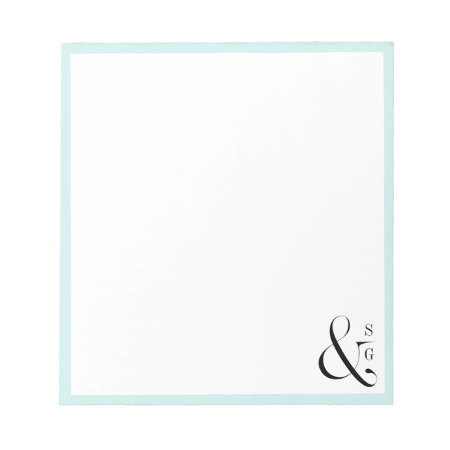 Aqua couple's monogram personalized Stationery Notepad (Front)