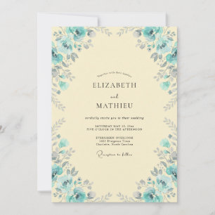 Aqua Cream Foliage Eucalyptus Wedding Invitation