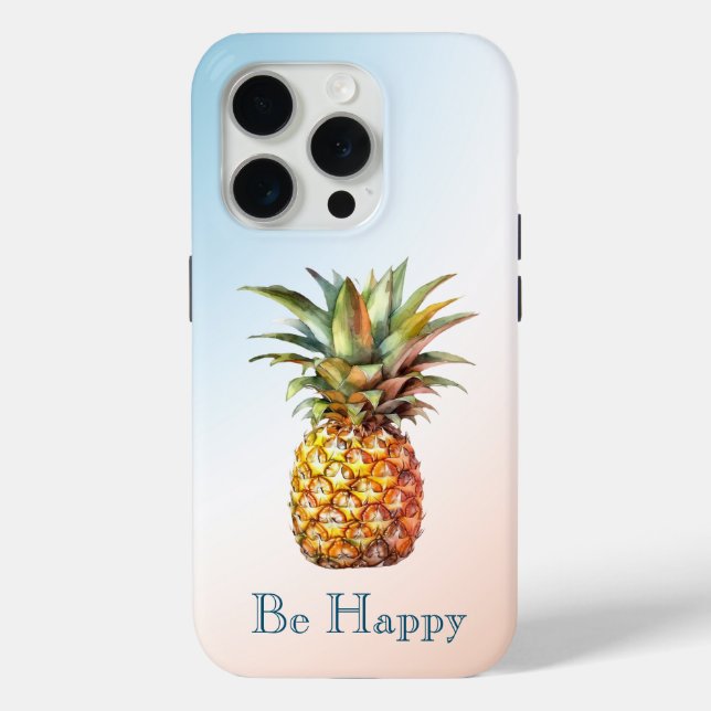 Aqua Cream Happy Tropical Pineapple Case-Mate iPhone Case (Back)