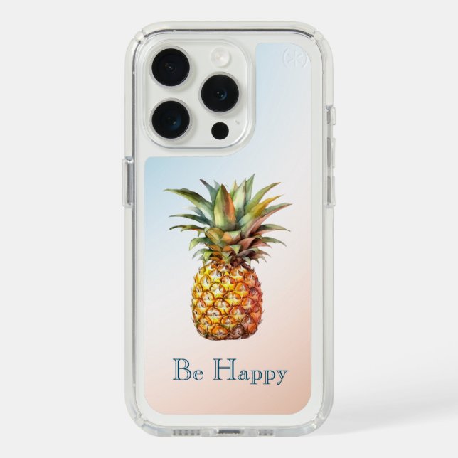 Aqua Cream Happy Tropical Pineapple Speck iPhone Case (Front (White Titanium))