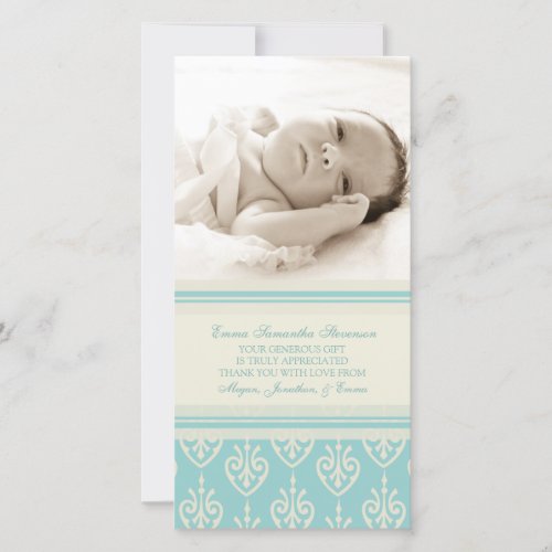 Aqua Cream Thank You Baby Shower Photo Cards