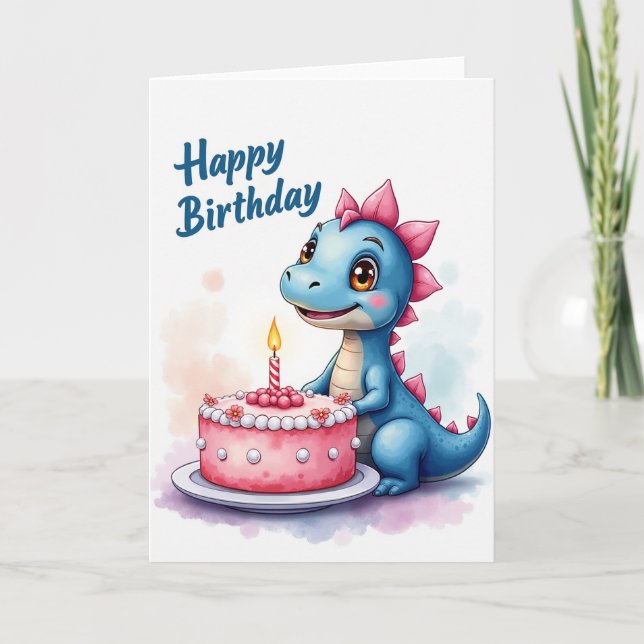 Aqua Creature Birthday Card (Front)