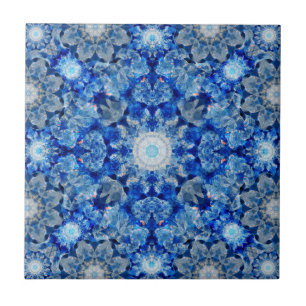 Aqua Crystal Mandala Ceramic Tile