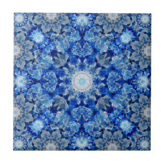 Aqua Crystal Mandala Ceramic Tile