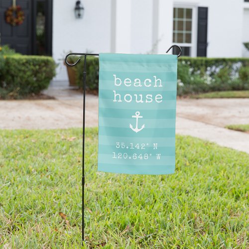 Aqua  Custom Beach House Coordinates Garden Flag