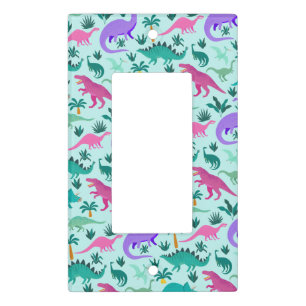 Aqua   Cute Colorful Dinosaur Pattern Kids Room Light Switch Cover