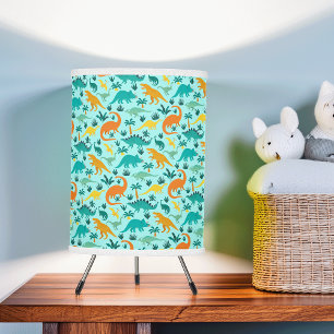 Aqua Cute Colorful Dinosaur Pattern Kids Room Tripod Lamp