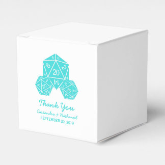 Aqua D20 Dice Wedding Favor Boxes