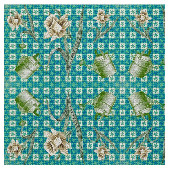 Aqua Daffidols Fabric (Swatch)