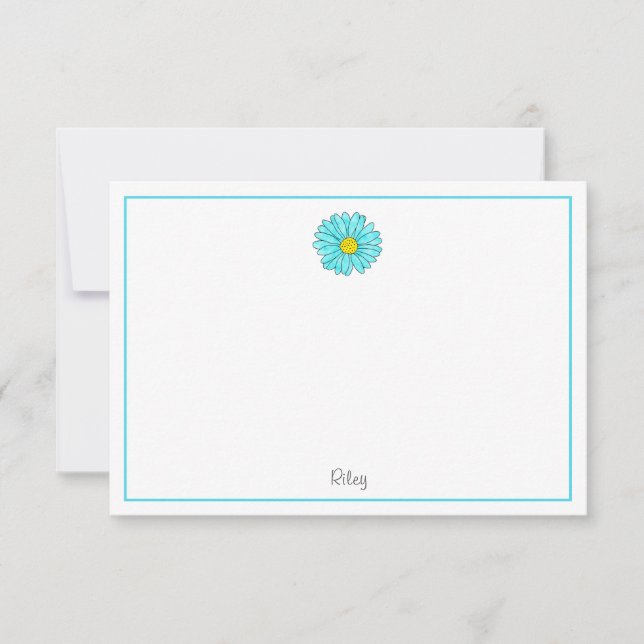 Aqua Daisy Note Card (Front)
