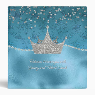 Aqua Damask and Diamonds Beauty Pageant Coach 3 Ring Binder