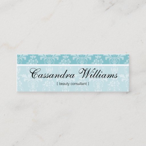 Customizable Aqua Damask Beauty Micro Mini Business Cards