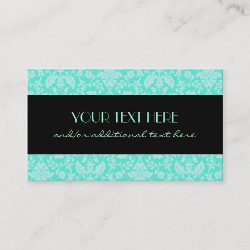 Customizable Aqua Damask Business Cards