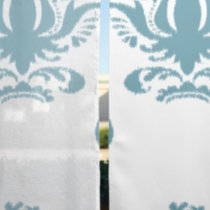 Aqua Damask Pattern Blackout Curtains