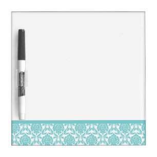 Aqua Damask Pattern Dry Erase Board