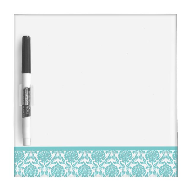 Aqua Damask Pattern Dry Erase Board (Front)