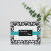 aqua damask save the date (Standing Front)