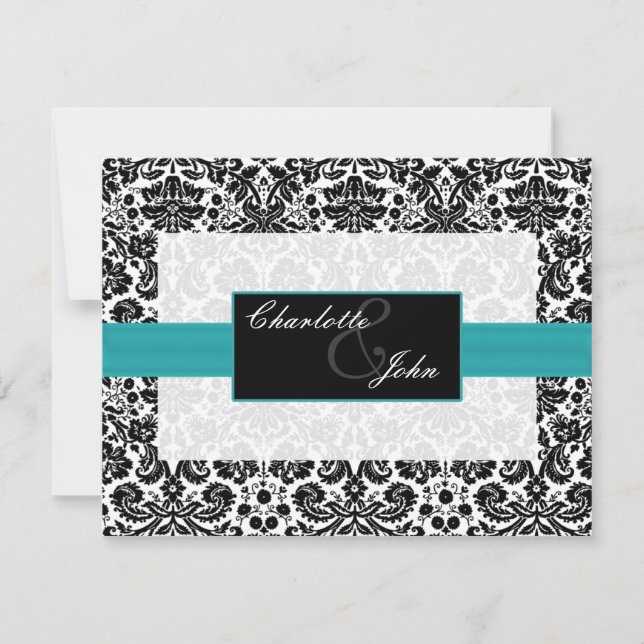 aqua damask save the date (Front)