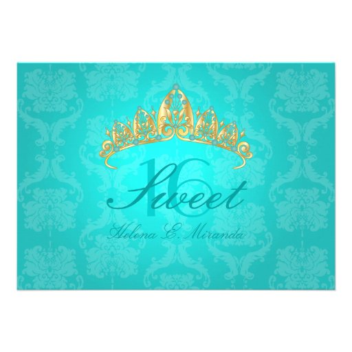 Aqua Sweet 16 Invitations 8