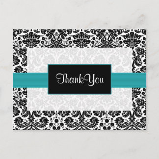 aqua  damask ThankYou Cards
