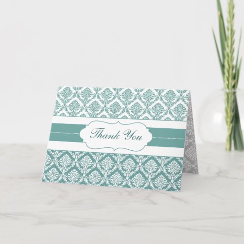 aqua damask ThankYou Cards