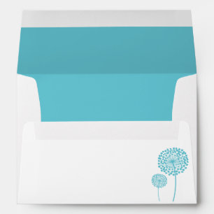 Aqua Dandelion Wedding Envelope