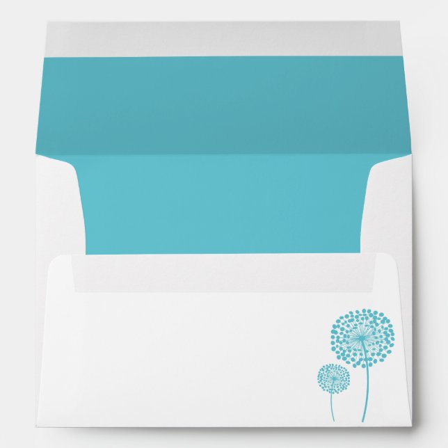 Aqua Dandelion Wedding Envelope (Back (Bottom))