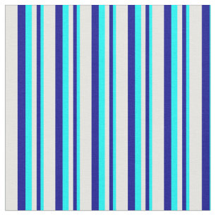 Aqua, Dark Blue, and White Lines/Stripes Pattern Fabric