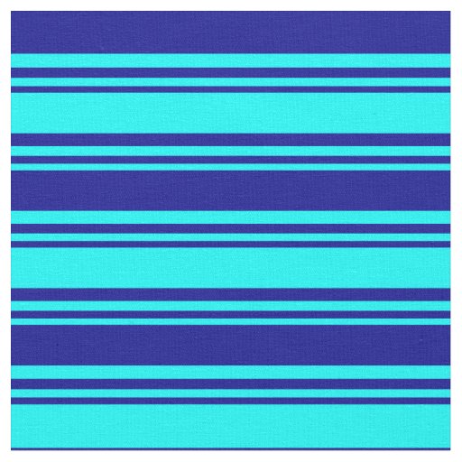 Aqua & Dark Blue Colored Stripes Pattern Fabric
