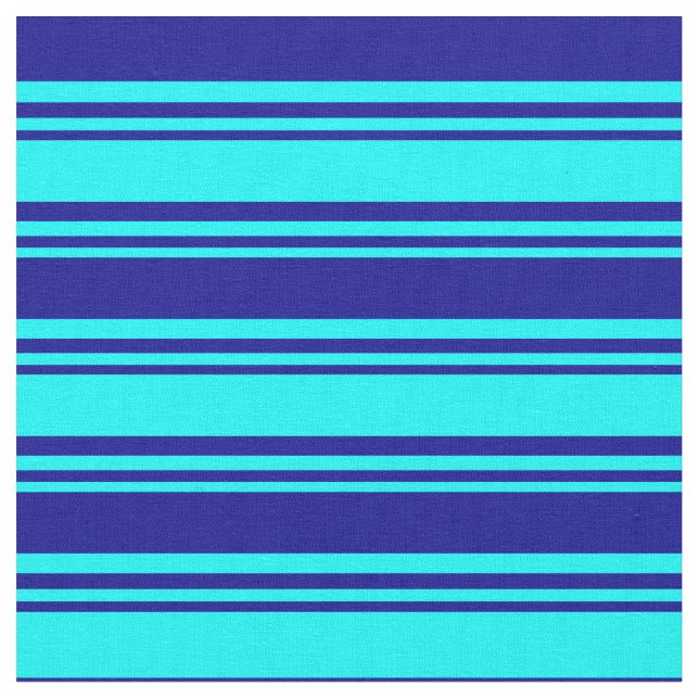 Aqua & Dark Blue Colored Stripes Pattern Fabric (Close Up)