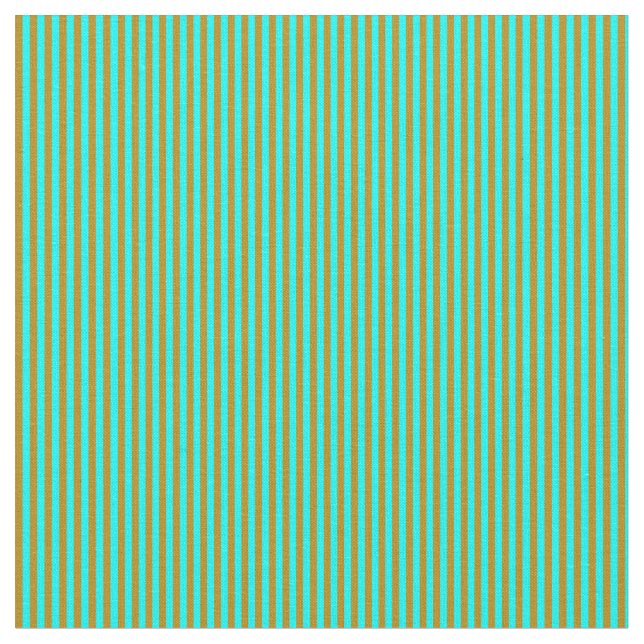 Aqua & Dark Goldenrod Striped Pattern Fabric (Close Up)