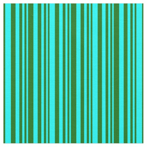 Aqua & Dark Green Colored Lines/Stripes Pattern Fabric