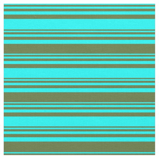Aqua & Dark Olive Green Colored Stripes Fabric