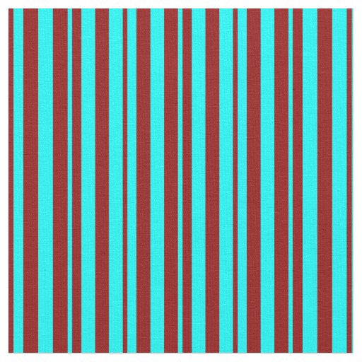 Aqua & Dark Red Striped Pattern Fabric