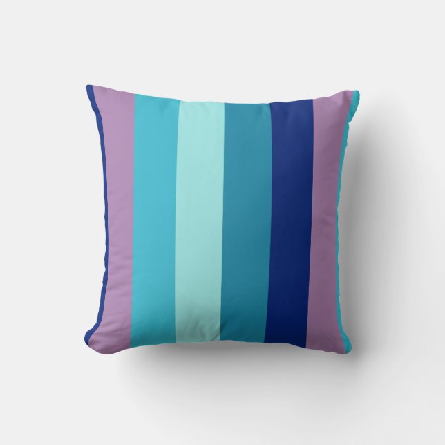 Aqua Daydream Striped Throw Pillow (Front)