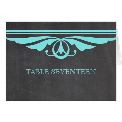 Aqua Deco Chalkboard Table Number Card