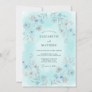 Aqua Delicate Botanical Wedding Invitation